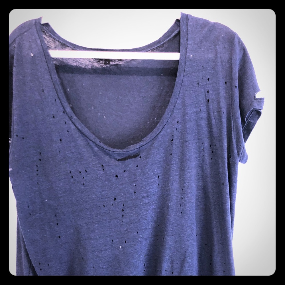 Olivicious Navy Distressed T-shirt  Size Large